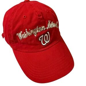 Washington Nationals Bling Hat, sliver sparkly letter in the front